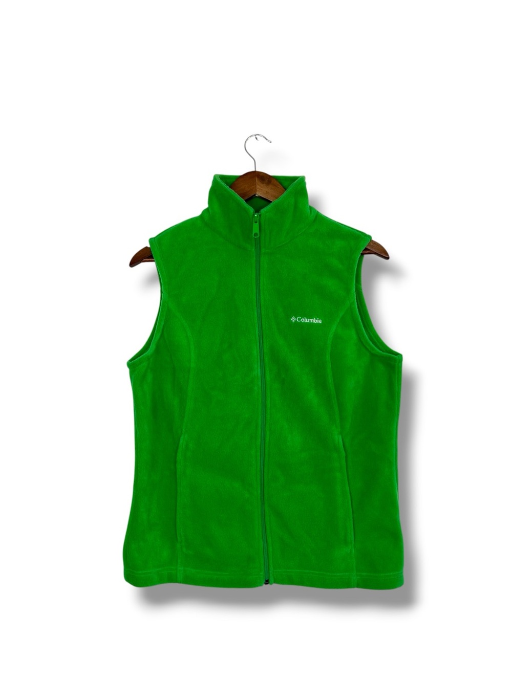 Columbia Benton Springs Soft Fleece Vest Medium Kelly Green Full Zip Bright